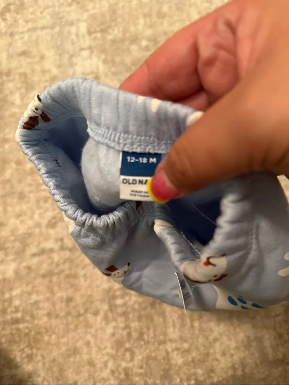 Old Navy Light Blue Dog Print Jogger Pants size 12/18M-NWT